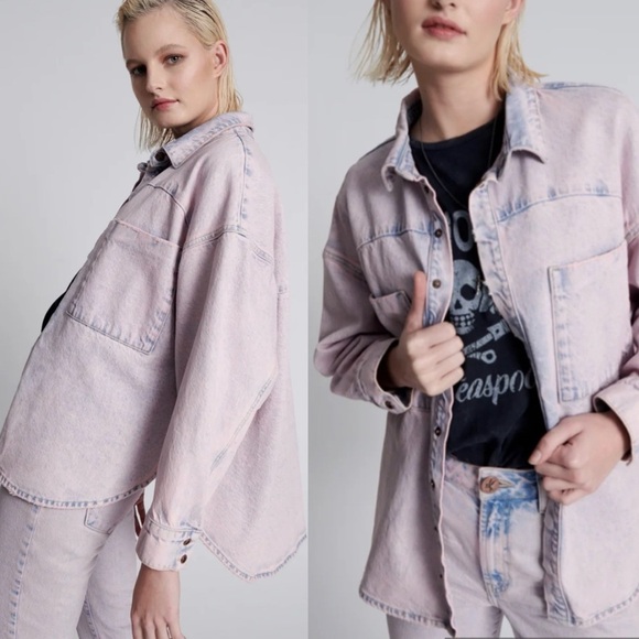 Zara Light Pink Jean Jacket - Picture 1 of 10